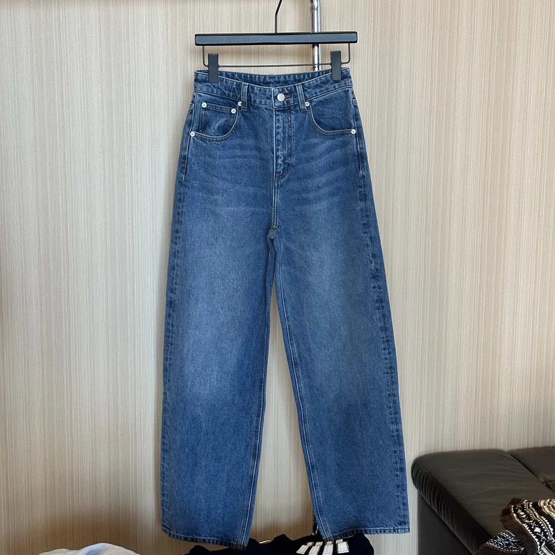WMM自留款干净水洗做旧牛仔裤宽松时尚高腰百搭秋冬