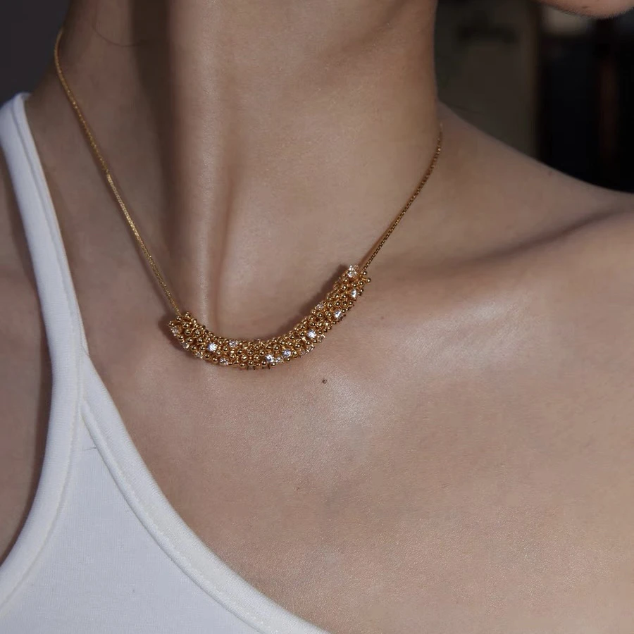 铜合金项链 高级感项链小众设计锁骨链百搭气质简约时尚