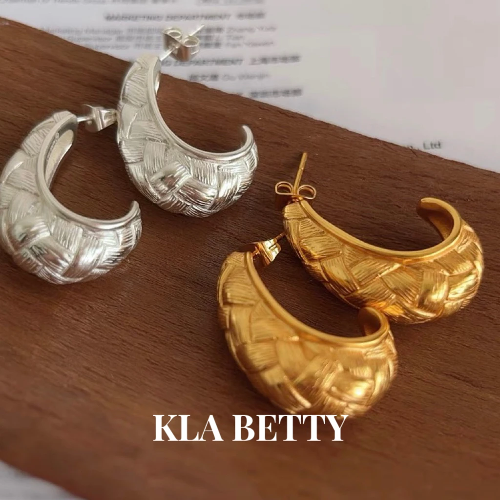 黄铜耳饰 编织拉丝耳环女轻奢小众设计高级感气质耳钉