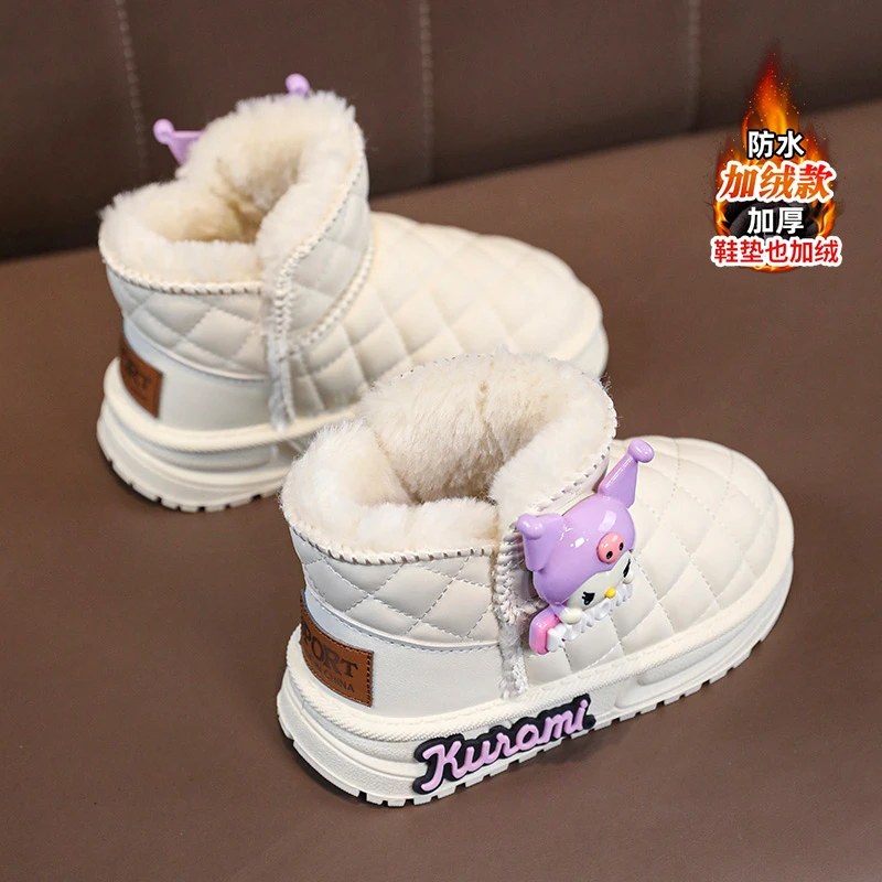 库洛米女童雪地靴冬季2024新款儿童大棉鞋中大童女孩加绒加厚棉靴