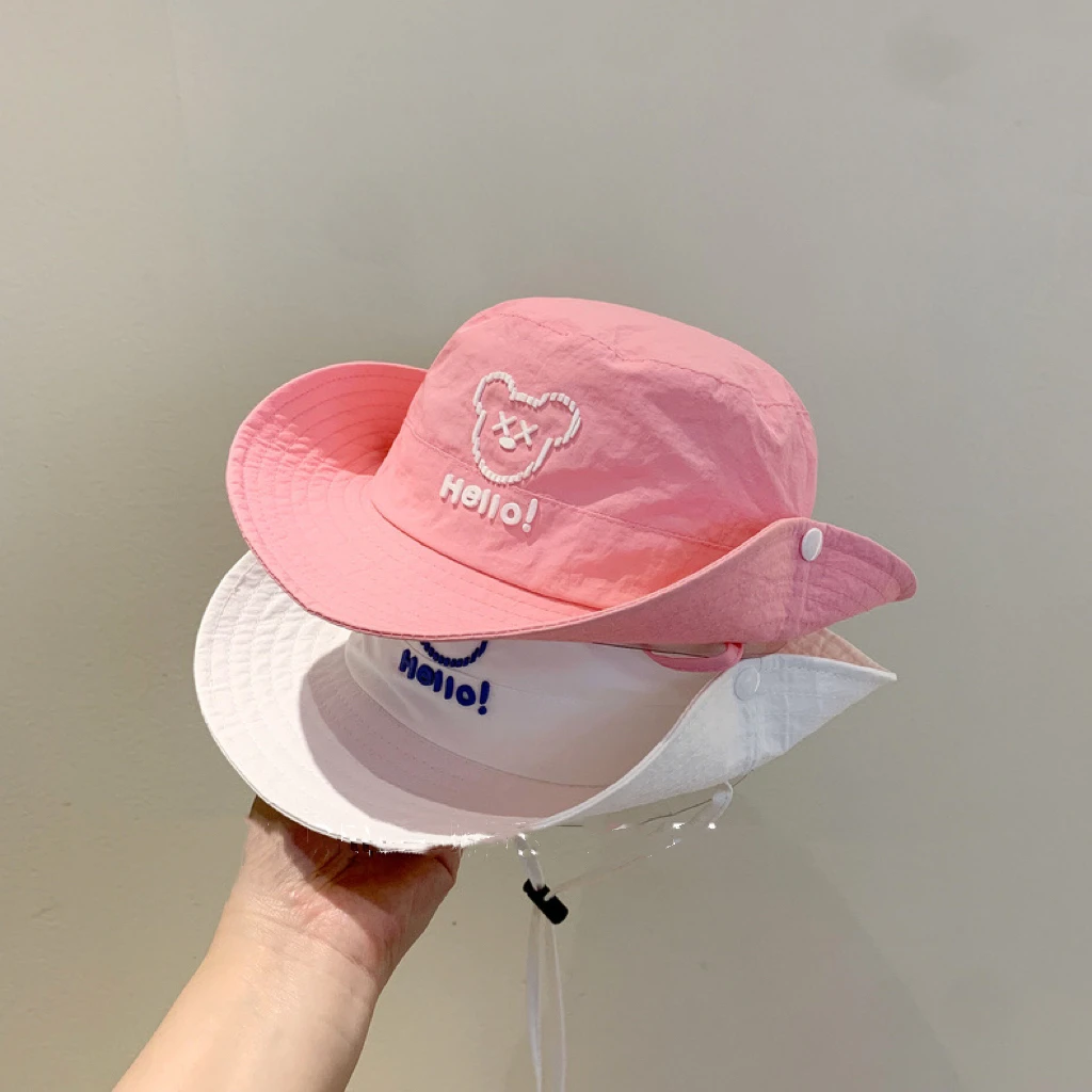 儿童渔夫帽女童帽子春季2024男童遮阳帽宝宝防晒帽男孩登山帽夏天