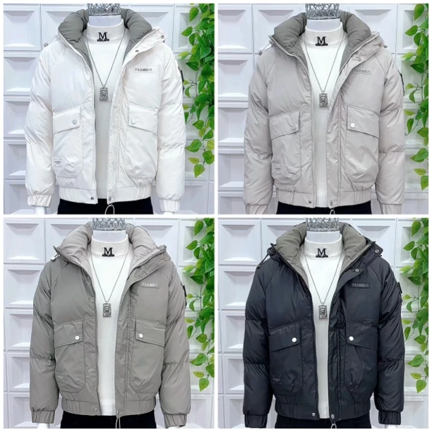 冬季新款休闲男士连帽保暖棉衣时尚修身潮流棉服外套