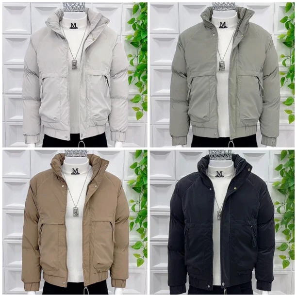 2024年潮流时尚冬季新款男士修身立领棉服外套休闲百搭棉衣棉服