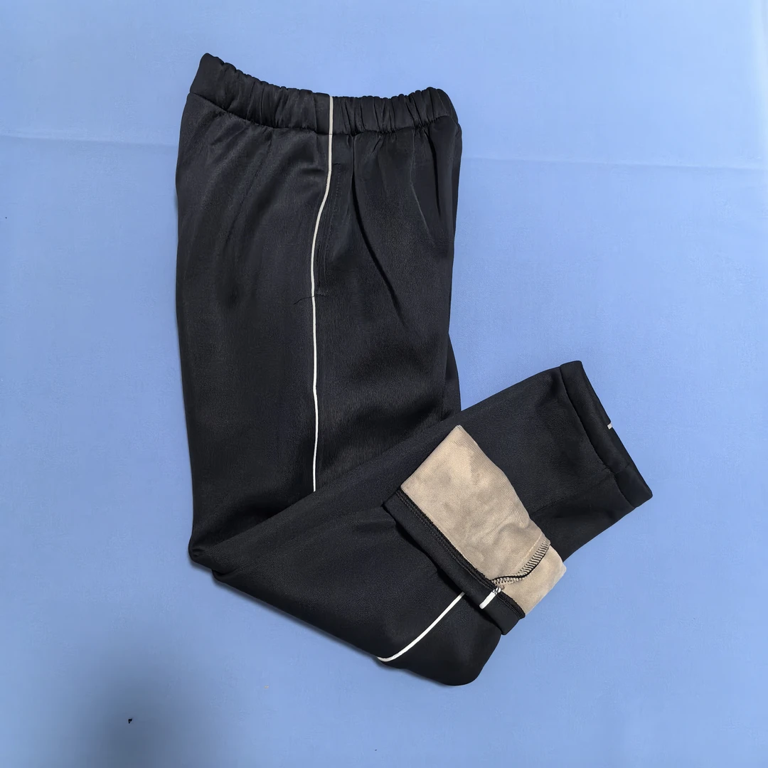 新疆包邮冬季藏青色一条杠加绒加厚校服裤子秋冬宽松防风休闲弹力