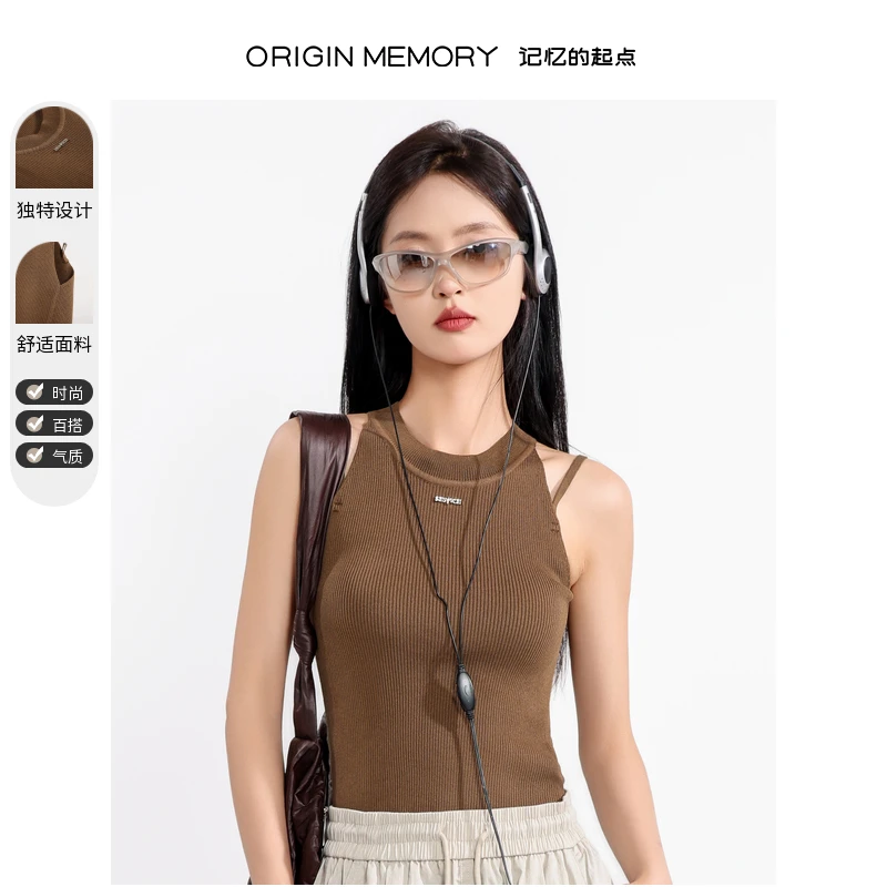 记忆的起点针织吊带背心女时尚秋季甜辣风无袖上衣68AQ56912