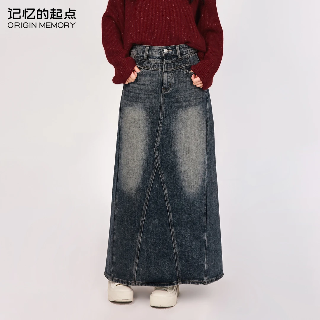 记忆的起点牛仔半身裙女时尚春季高腰显瘦包臀长裙68AC66316H