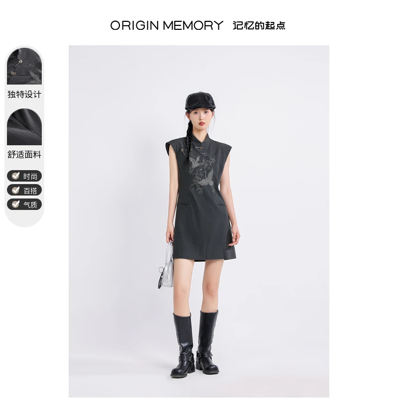 记忆的起点国风无袖连衣裙女时尚欧洲站高级感裙子68TQ81606