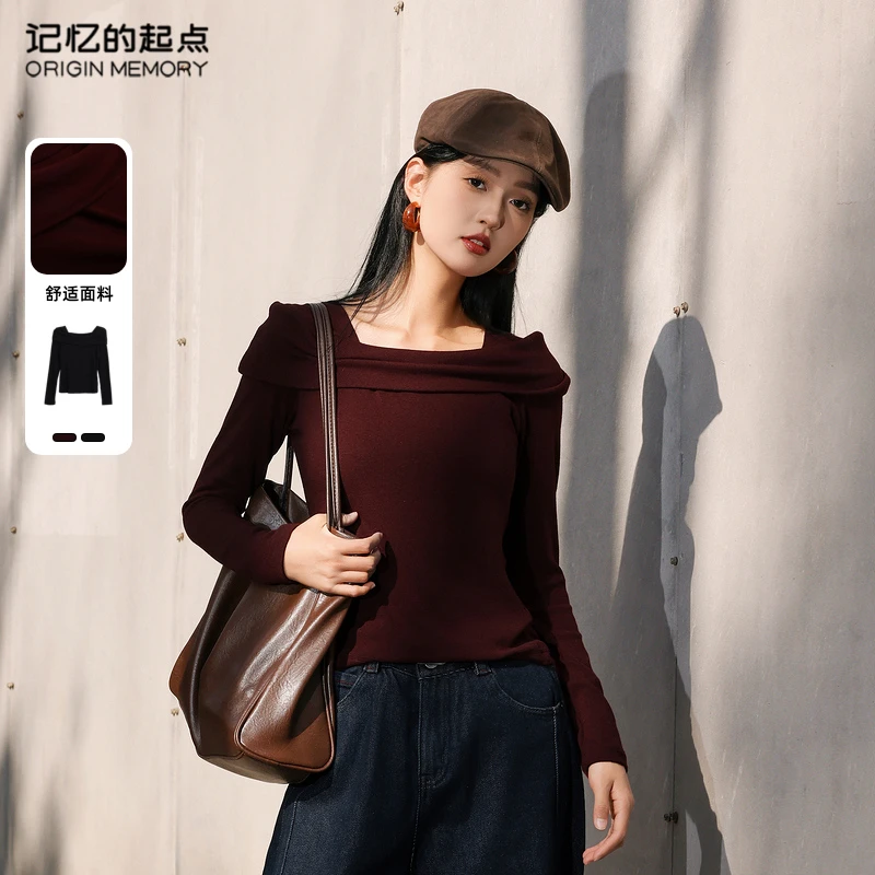 记忆的起点针织衫时尚冬季方领气质百搭内搭毛衣女68GD30970W