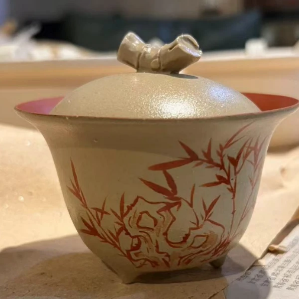 【半闲】潮嘉风月-工夫造物 | 矾红竹盖碗