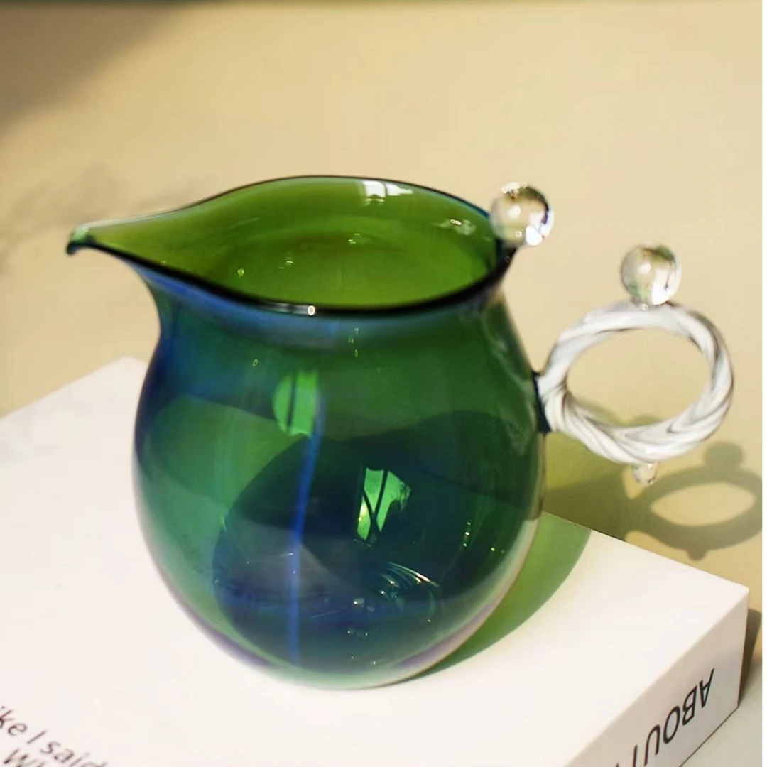 【半闲】手工熏银永霜高款公杯（墨绿）