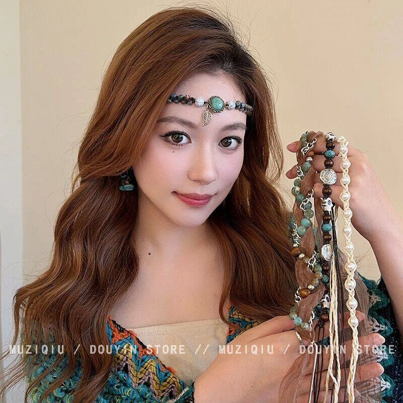 木子秋浪漫出片~波西米亚民族风发带ins高级感气质时尚搭腰链发饰