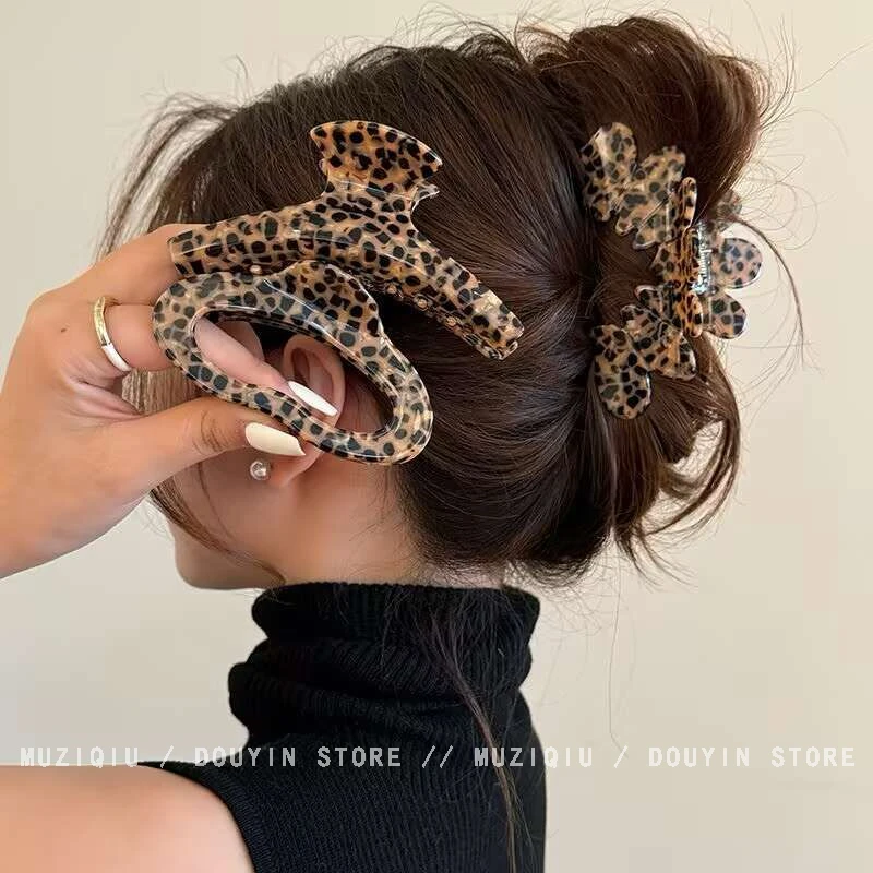 木子秋ins博主同款~精致豹纹盘头发抓夹高级感气质时尚小众搭发夹
