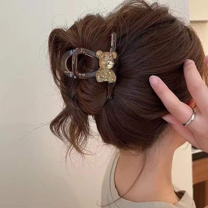 木子秋韩版泼墨晕染果冻小熊抓夹高级感气质可爱时尚网红百搭发夹