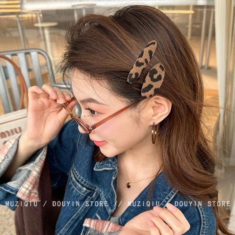木子秋高端气质豹纹刘海侧边夹高级感时尚发箍简约百搭网红碎发夹