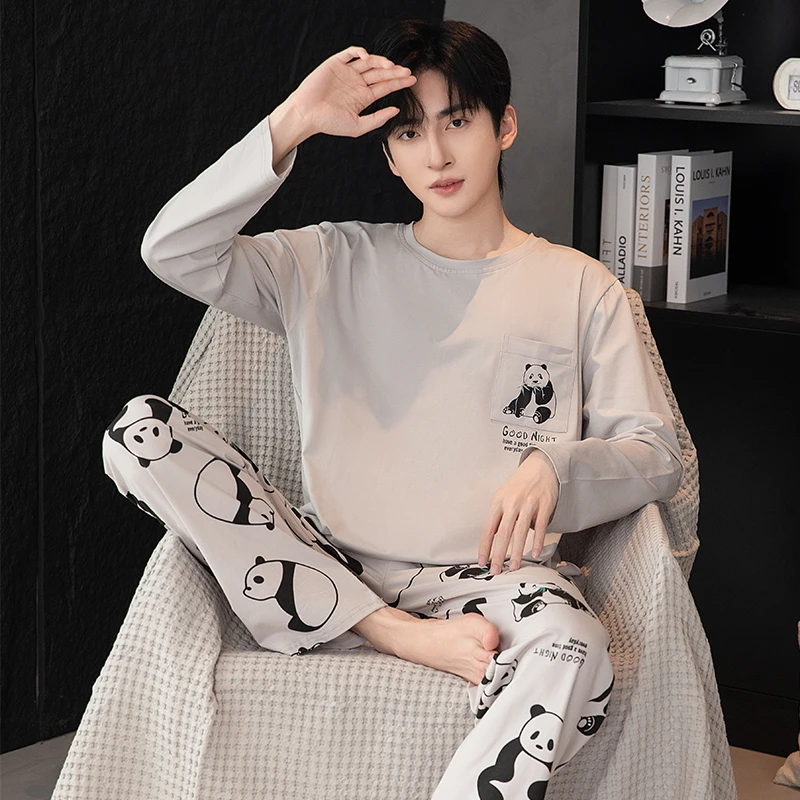 2024新款男士睡衣秋冬款棉睡衣大码可外穿长袖男生家居服套装男款