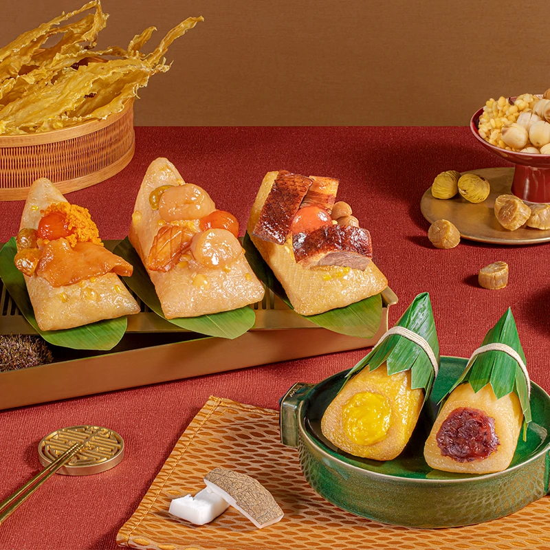 臻选粽子五味呈祥礼盒海胆花胶粽陈皮豆沙碱水烧鹅咸肉1510g/盒
