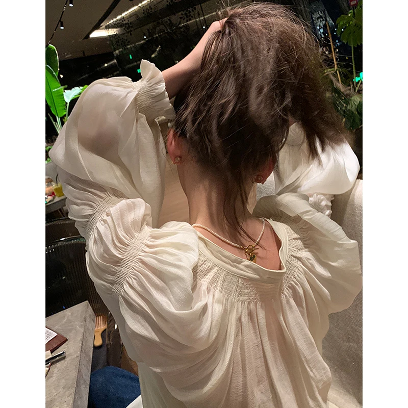 衬衫上衣设计感小众女长袖今年流行漂亮小衫法式高级雪纺防晒衫