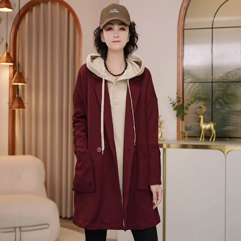 8132-8851春季新款2025韩版宽松休闲中长款西装外套女