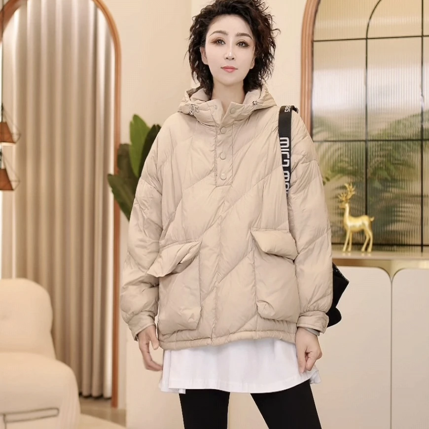 8059秋冬新款韩版2024宽松休闲连帽羽绒服女