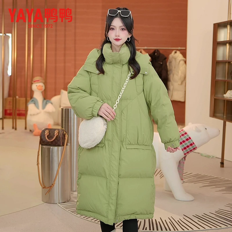 YAYA/鸭鸭中长款运动防风冬季休闲过膝秋冬加厚女款YE3B604533L