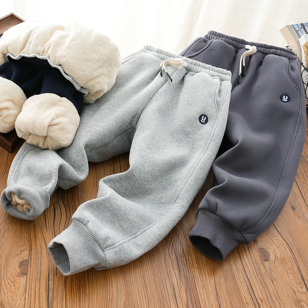 男童加厚加绒裤儿童冬装夹棉裤子2024冬季新款男孩保暖裤休闲棉裤