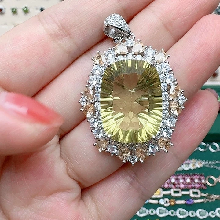 水晶吊坠(不含链)银S925镶嵌