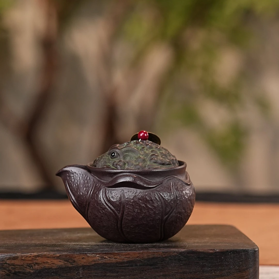 【2639金蟾手抓壶】宜兴原矿紫砂手工制作异形手抓壶 金蟾手抓壶