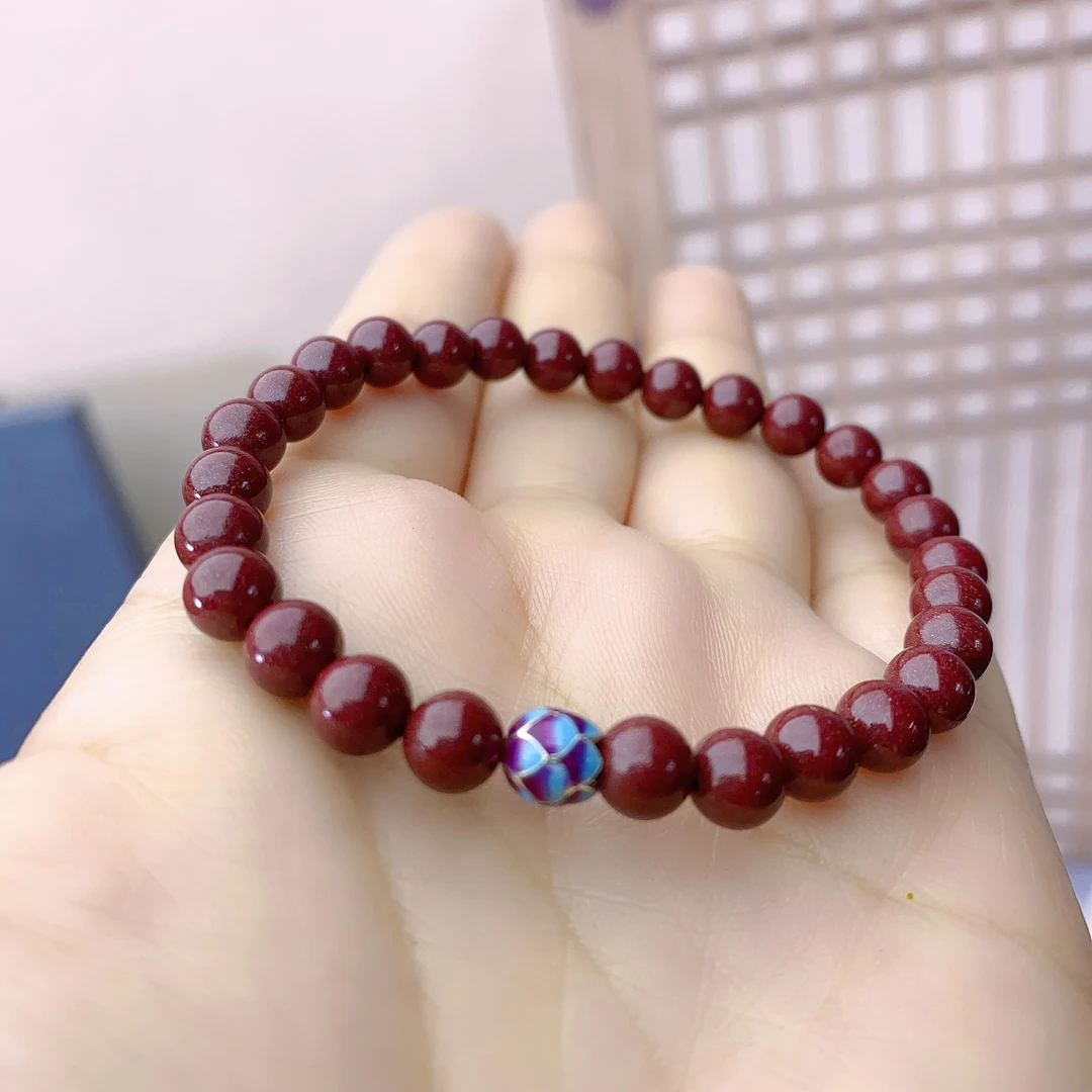 含辰砂工艺品Z37朱砂手链 简约款朱砂转运珠纯手工编织