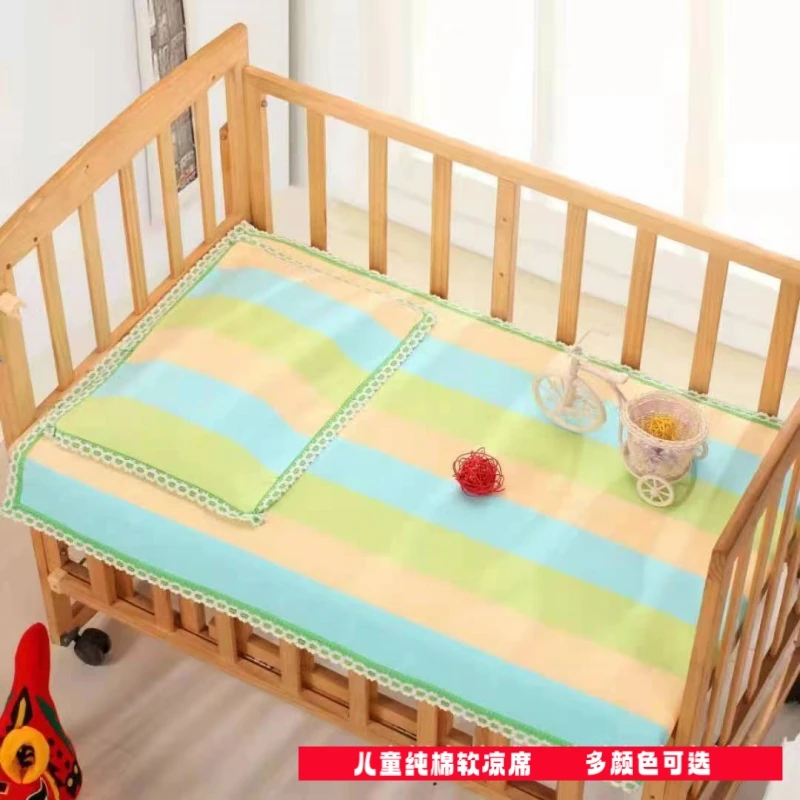 盛隆阖淄博非遗纯棉老粗布加厚儿童软凉席花边单件不起球条纹四季