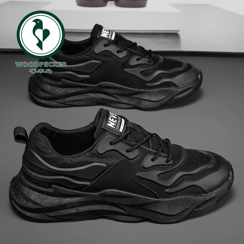 【正品】啄木鸟夏季新款厚底防滑跑步运动鞋男士潮流百搭休闲老爹鞋