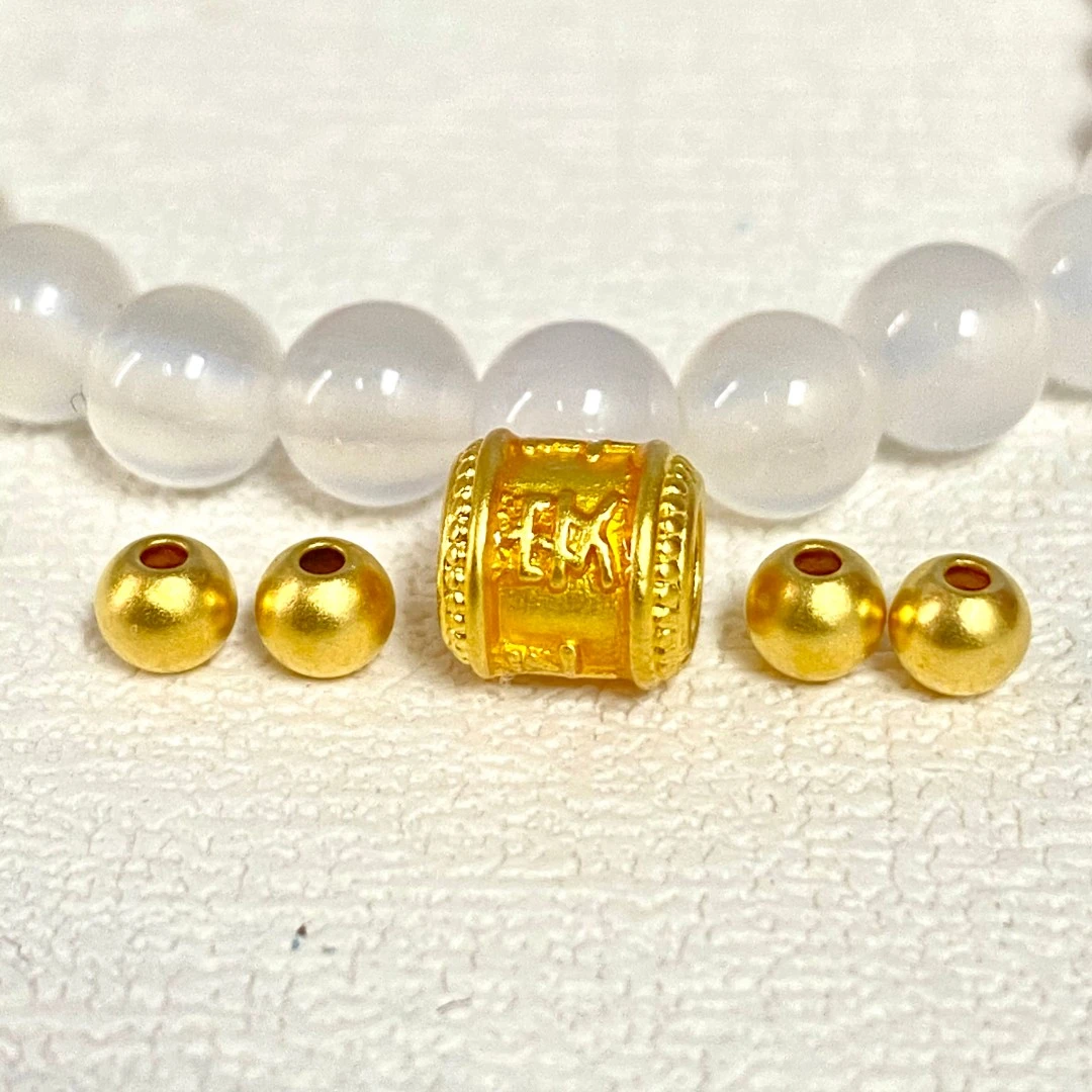 足金999烧蓝款平安喜乐转韵珠+卡4古法4颗 白玛 瑙手串