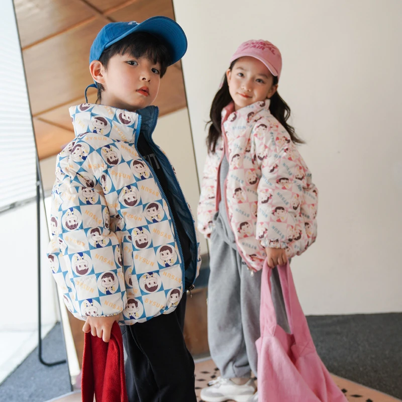 2022秋冬新款儿童羽绒服双面穿中小童宝宝羽绒童装外套保暖冬季