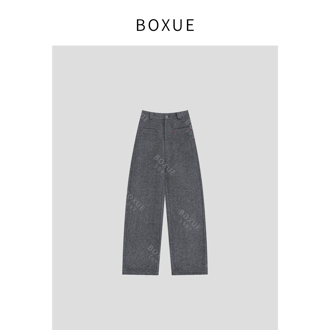 BOXUE “波尔多” 2024冬季新款羊.毛高级感弯刀 裤子 #241023K338