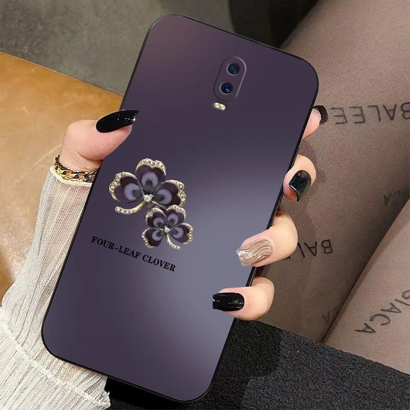 适用OPPOr17手机壳暗紫渐变四叶草全包液态硅胶高级感新款保护套