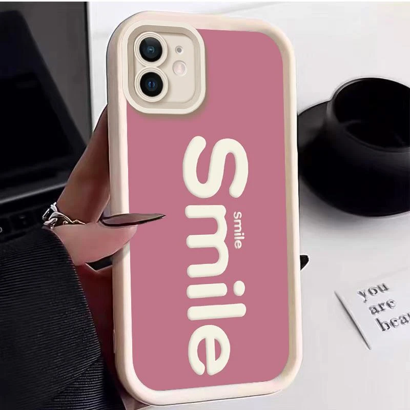 适用苹果12手机壳iPhone12手机壳阶梯Smile高级感柔软ins网红潮牌