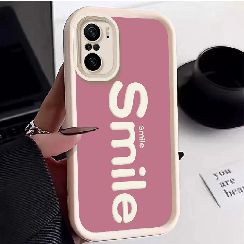 适用红米K40手机壳redmik40手机壳阶梯Smile高级感柔软ins网红潮