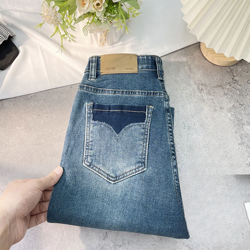 直筒裤牛仔裤女高腰爆款2025新款小个子九分烟管窄版裤子女裤裤子