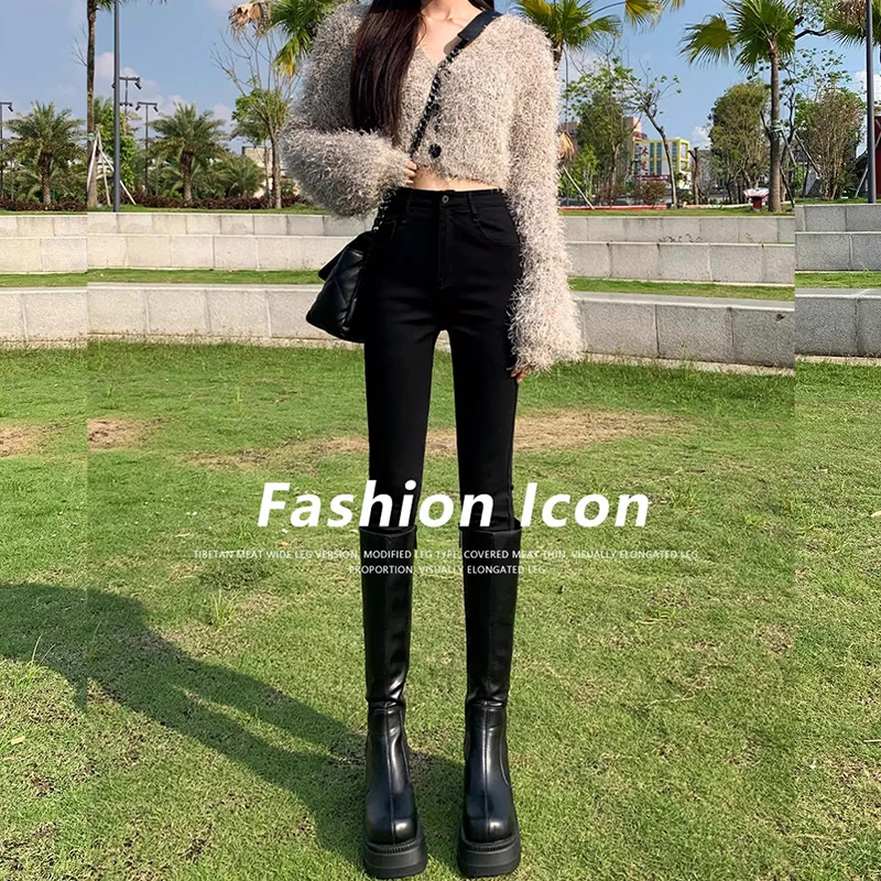 高腰小脚牛仔裤女2025年新款爆款铅笔裤小个子爆款裤子女裤子九分