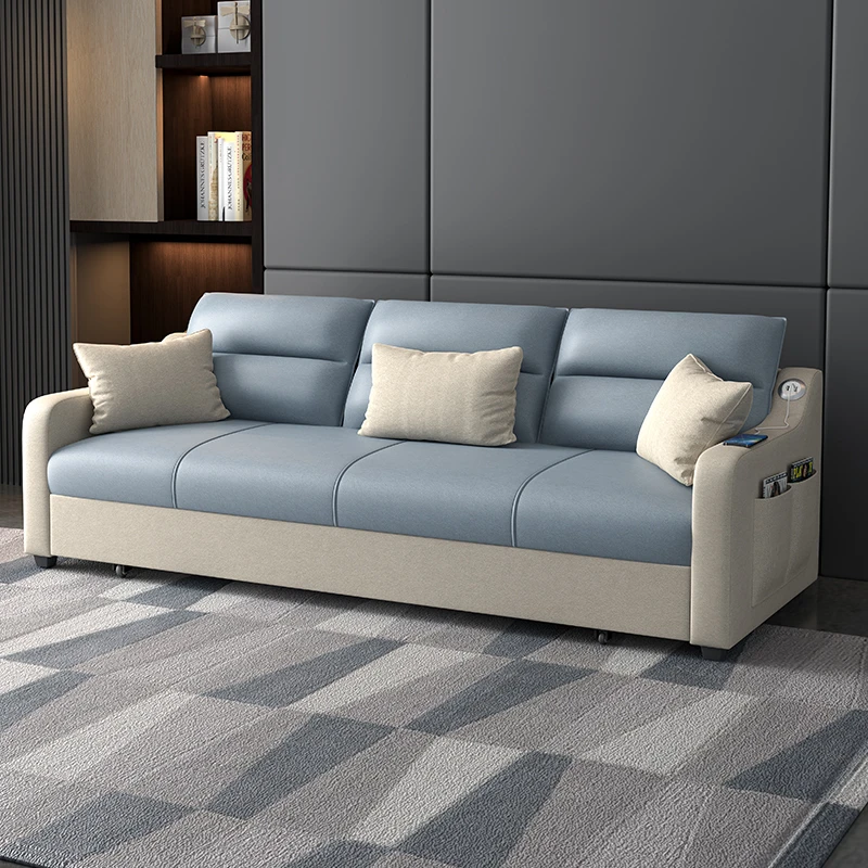 唐属折叠两用小户型多功能沙发床客厅卧室双人推拉网红床垫沙发