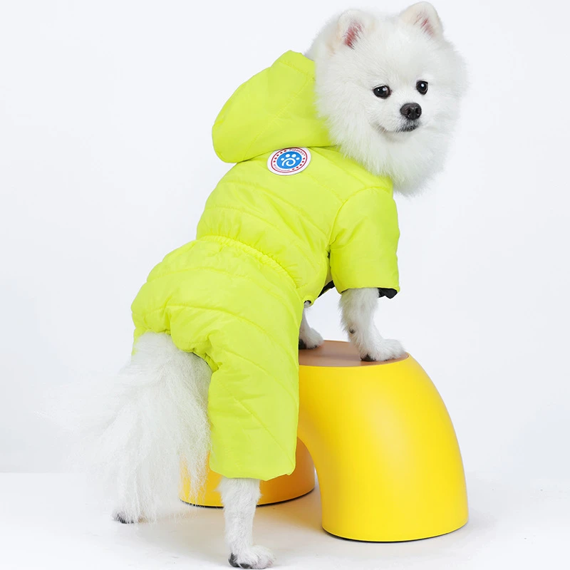 秋冬款加厚棉衣小型犬泰迪比熊博美冬季保暖防水加厚四脚连体棉衣