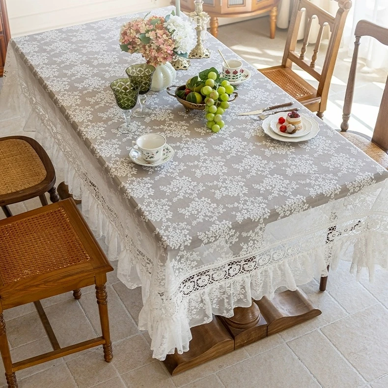 公主风蕾丝餐桌桌布茶几桌布ins风日系洗衣机盖巾蕾丝桌布圆桌布