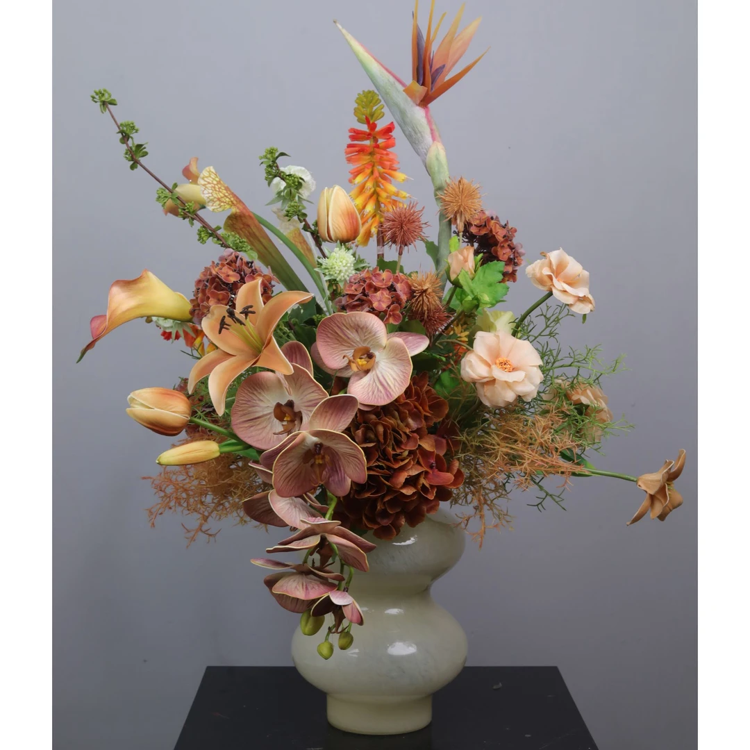 {菲娅} 春意未平秋风起 自创设计仿真花束 天堂鸟蝴蝶兰