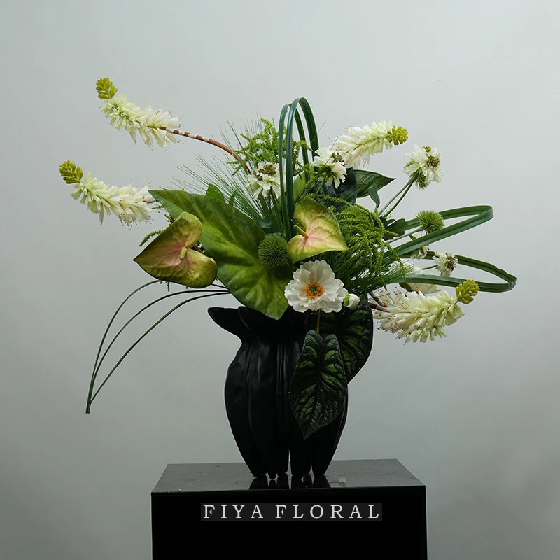 【菲娅】 绿意 设计师款树脂盆现代风格家居摆件仿真花