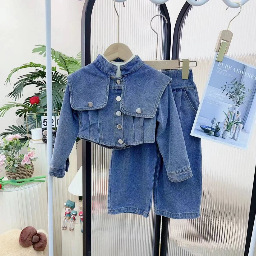 Y-N959女宝辣妹时尚牛仔套装春秋百搭