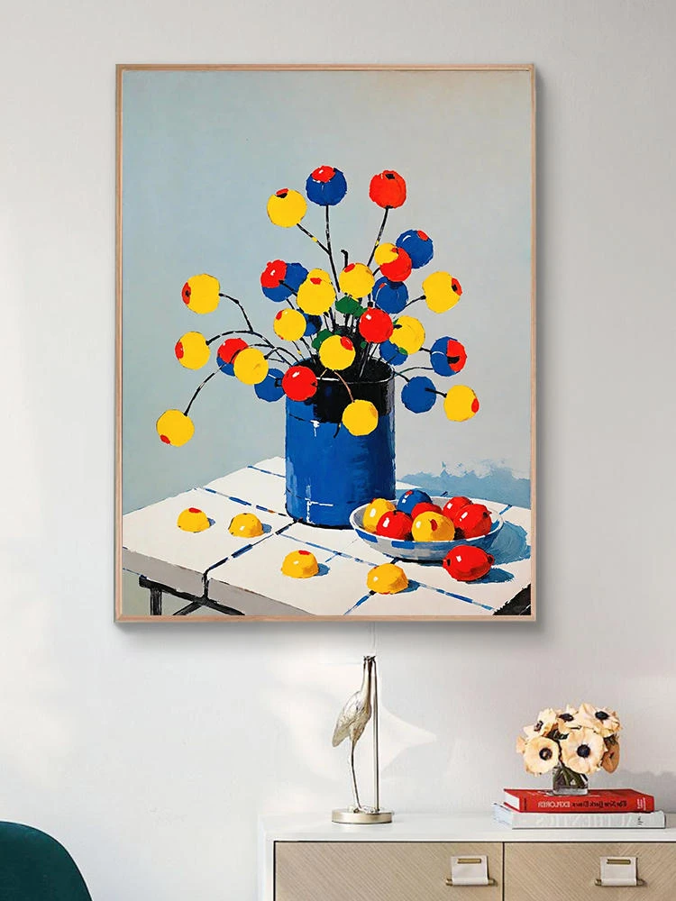 (静物写生）diy数字油画红线条手工填涂色解压治愈丙烯装饰画