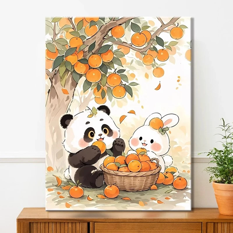 (橙心如意）diy数字油画红线条手工填涂色解压治愈丙烯装饰画