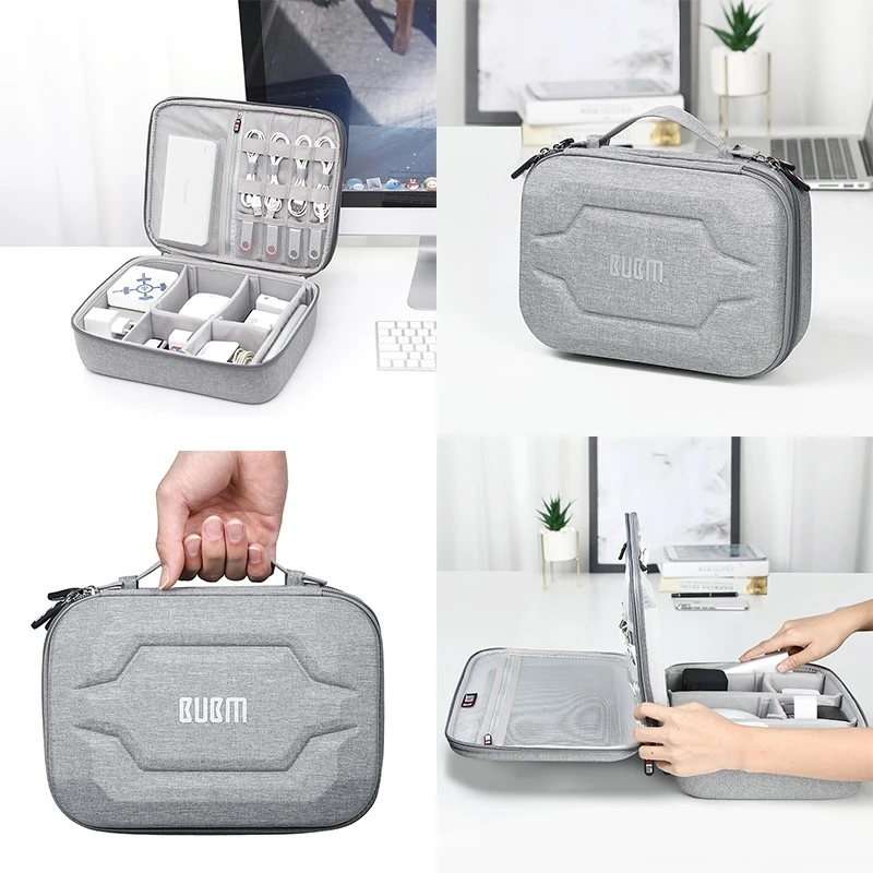 BUBM大容量数码收纳包充电器电源数据线收纳盒硬壳平板数码整理包