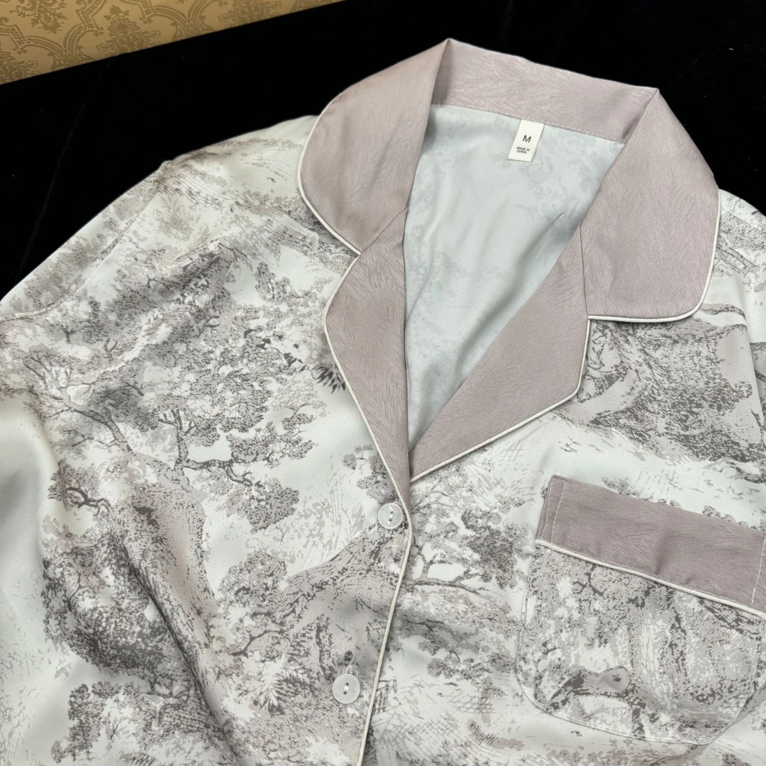 【高奢丛林】冰丝睡衣春夏秋薄款长袖气质显瘦网红家居服可外穿