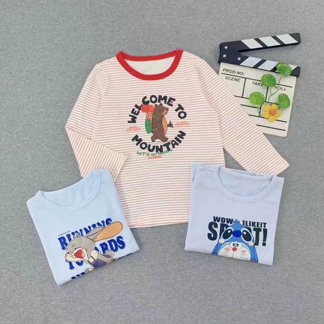 婴格朗迪YG7134长袖T恤上衣男女童儿童圆领打底衫