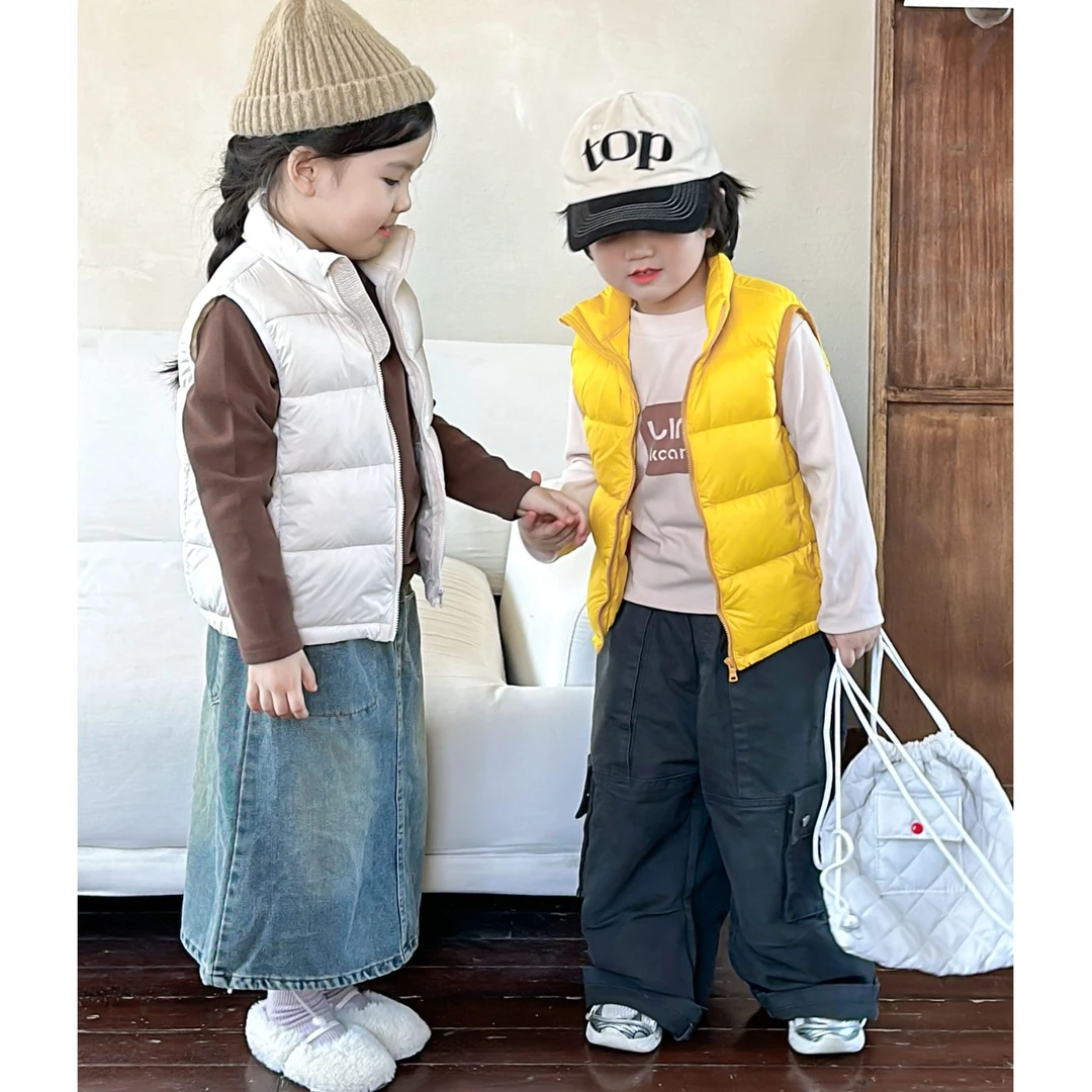 婴格朗迪E7羽绒服马甲男童女童加厚白鸭绒童装冬季外套儿童轻羽绒